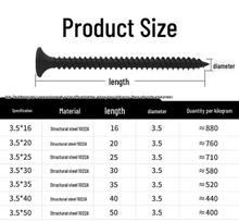 Juodi M3,5 mm kryžiaranktiniai plokščia galvute savisriegiai gipso kartono varžtai, įleidžiami, 25 vnt. 40mm (1 jin ≈ 220 pcs)