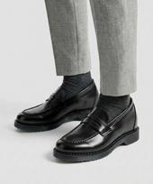 Thenopi Jason 7Cm Height-Increasing Penny Loafers Black/265 gray