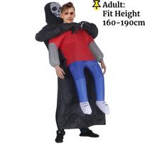 Juokingas pripučiamas juodas chalatas su kauke, vaiduoklio kostiumo atributai, Helovino, Mirusiųjų dienos, Karnavalo, Maskaradų Cosplay One Size red