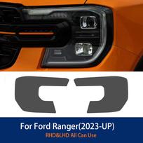 Dūminės juodos priekinės žibintų apsauginės plėvelės Ford Ranger 2023-2025 T9 Wildtrak Raptor Automobiliui Skaidrus TPU Lipdukas Aksesuaras 2 vnt. Smoked black / with tools / fo black