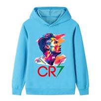 2026Winter Sweatshirts Fashion Kids Cristiano Ronaldo CR7 Hoodies boys girls Warm Pullovers Tok Tik Hip Hop Hoody Teenager 120 blue