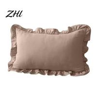 Comfortable Cotton Pillow Slips Ruffle Throw Cover, Plaid Case with Frill Edge, 18x18 Soft Breathable Bed Pillows Inch 20x12 Decorative Cover 30*50cm N