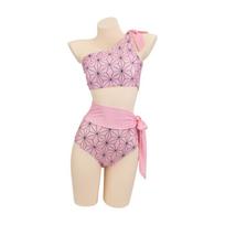Anime Kamado Tanjirou Cosplay Costume Nezuko Zenitsu Bikini Beach Halloween Summer Split Swimsuit Set M white
