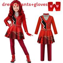 Vaikų suknelė „Descendants“ iš poliesterio audinio, princesės stiliaus, mergaitėms nuo 3 iki 8 metų Red With Gloves,140cm brown