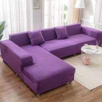Velvet pliušinis L formos sofos užvalkalas svetainei elastingas baldas sofos užvalkalas Chaise Longue kampinis sofos užvalkalas elastingas 90-140cm violetinė
