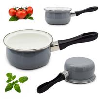 Emaliuotas puodas 1,3l su rankena, pilkas, 16cm