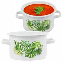 Emaliuotas puodas 4,5 L, 22 cm, "monstera" raštas, dujinėms ir indukcinėms viryklėms
