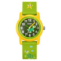 Skmei 2157 animacinių filmų vaikiškas laikrodis 50 metrų vandeniui atsparus animacinis atspausdintas dirželis, kvarcinis judesys SEA TURTLE yellow