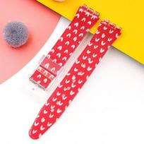 16mm 17mm 19mm PVC Silikoninė Spausdinta Apyrankė Swatch Serijai Vandeniui atspari Sportinė Apyrankė Vyrams Moterims Laikrodžio Priedai 19mm raudona/balta