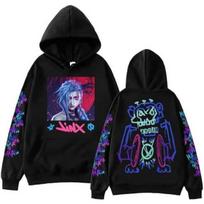 ElegancwCLOW Anime Arcane-Jinx Hoody Harajuku Hip Hop Hoodies & Sweatshirts Vyriški L black
