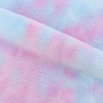 Vaivorykštės gradiento dažymo „tie-dye“ aksominis imituotas triušio kailio audinys fantazijos spalvomis white