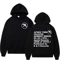 Aphex Twin Ambient Works Records Spausdinti Moterų gobtuvai Unisex Harajuku Hip Hop Punk megztiniai Madingi Kasdieniai Fleece Hoodie Gatvės drabužiai M juoda
