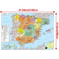Prancūzijos žemėlapis-Ispanijos administracinis žemėlapis-Berėmis edukacinis sienų meno dekoras,Dovana kalbų besimokantiesiems ir geografijos entuziastams 120*80cm beige