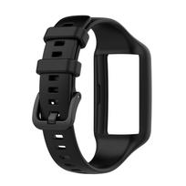 Dirželis Honor Band 6 silikoninis sportinis laikrodžio apyrankė juoda plieninė sagtimi apyrankė Huawei Band 7/6 su laikrodžio rėmelio apsauga For Honor Band 6 black