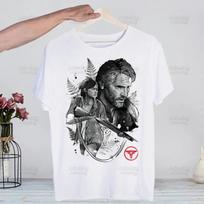 The Last of Us Joel Ellie Harajuku Marškinėliai Vasara Unisex Hip Hop Juokingas Spaudas Marškinėliai Gatvės mada Marškinėliai Trumpomis Rankovėmis Marškinėlių Viršus S white