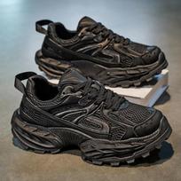 2025 autumn and winter new Hong Kong style men's shoes mesh breathable casual dad shoes Korean version platform fashion student sports shoes 44 gray
