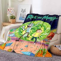 1 vnt. Rick and Morty flanelinis pledas Lengvas minkštas šiltas visų sezonų pledas sofai, lovai, kelionėms, L1028048 130x150cm green