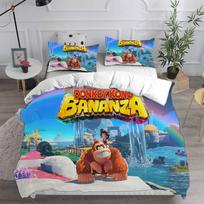 D-Donkey K-Kong B-Bananza Bedding Sets Single/Twin/Double Size Duvet Cover Set 2/3 Pieces Sets Gifts for Gamer Kids Adult Size (135x200cm) blue