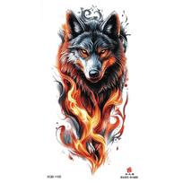 2026 Naujas vandeniui atsparus laikinas tatuiruotės lipdukas Ugnies miškas Liūtas Vilkas Tigras Flash tatuiruotės Vyras Karūna Kūnas Rankovė Netikra tatuiruotė