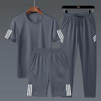 Trijų dalių sportinis kostiumas vyrams Summer New Trend sportiniai šortai M pilka