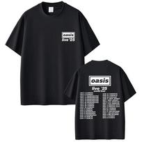 O-Oasis Live 25 Tour Marškinėliai Vyrams Moterims Gotikiniai Derliaus Viršutinė dalis Marškinėliai Vyriški Aukštos Kokybės Trumpomis Rankovėmis Marškinėliai#Spalva(9) L juoda