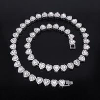 Ledinis Širdies Teniso Grandinėlės Karoliai, 18K Paauksuota Kubinio Cirkonio Širdelės Grandinėlė, Hip Hop Bling Širdies Choker Karoliai Vyrams Moterims (10-70cm) 45cm gray