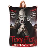 Flanelinis pledas Terrifier 2 filmo menas Klounas Šilti pliušiniai pledai Minkšta patalynė lovai Svetainei Namams Iškylai Sofai 80x120cm gray