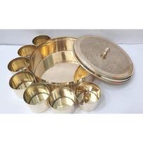Brass Masala Box Elegant Golden Spice Container with Embossed Lid 750ml auksinė