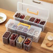 Food Grade Spice Storage Box with Compartments – Sealed Lid for Peppercorn, Star Anise, Bay Leaf & Seasonings