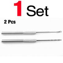 MNFT 1 Set Aluminum Baiting Drill+Crochet Needle Carp Fishing Boilie Baiting Fishing Hair Rig Tool Kit Accessory gray