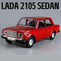 1/24 LADA 2105 SEDAN lydinio automobilio modelis lieto metalo klasikinės transporto priemonės automobilio modelis simuliacinis garsas ir šviesa kolekcija vaikų žaislas dovana raudona