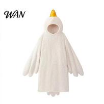 Linksmi Gyvūnų Pižama Juokinga Žąsies Anties Kostiumas Vaikams Suaugusiems, Pižama Su Gobtuvu Vienas Gabalas, Minkštas Pliušinis Nešiojamas Antklodė, Helovino Cosplay Šiltas XL B balta