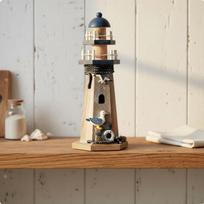 Pakrantės dizaino švyturio statulėlė Rankų darbo retro modelis Jūrinė dekoracija restoranui, Seabird gray
