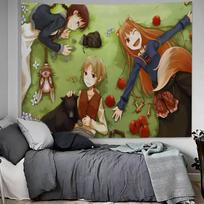 Spice and Wolf Tapestry, Holo & Friends Anime Print Wall Hanging for Bedroom Dorm Living Room Home Decor 100X150CM