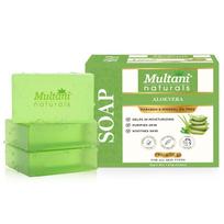 Multani Natural Aloe Vera Soap For Bath (125 Gm - Pack Of 3) | Helps In Reducing Acne | For Deep Hydration & Glow | Soap Bar For Men & Women 125 Gm - Pack Of 3