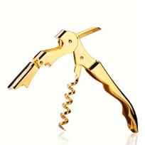 Professional Waiter Corkscrew: Serrated Knife, Thick Neck, Double-Hinged Fulcrum, and Thicker Screw for Easy Wine Opening. auksinė