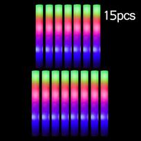 15/30 vnt. LED RGB šviečiantys putplasčio lazdelių, keičiančių spalvą lazdelių vakarėliui, vestuvėms, gimtadieniui ir Kalėdoms 15pcs įvairiaspalvis