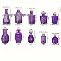 Elegantiškas retro stiklinis mini vazonas šviežioms ir džiovintoms gėlėms - Biuro dekoras violetinė
