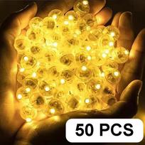 50/100 vnt. LED balionų žiburėliai, mini apvalūs rutuliukai, naktinis žiburėlis, LED mirksintis žibintuvėlis popieriniams žibintams, vestuvių vakarėlio dekoracijos yellow
