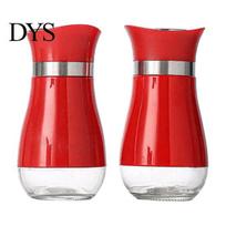 Refillable Glass Spice Shakers 2PCS Stainless Steel Seasoning Jar, Moisture Proof Kitchen Organization Accessories Holders, Nordic Style Dispenser raudona