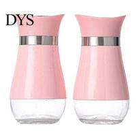 Refillable Glass Spice Shakers 2PCS Stainless Steel Seasoning Jar, Moisture Proof Kitchen Organization Accessories Holders, Nordic Style Dispenser rožinė