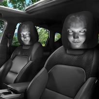 Helovino Siaubo Veido Spausdinimo Automobilio Galvos Atramos Dangteliai Universalūs Elastingi Apsauginiai Dangalai nuo Dulkių 1pc gray