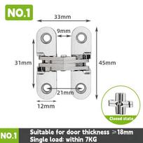 1 Pairs Hidden Gate Hinge Stainless Steel Concealed Hinges 180 Degree Folding Invisible Door Hinges Heavy Duty Built-in Hinge 1 Pair(2pcs)