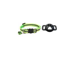 iOS Smart GPS Tracker Premium Reflective Cat Collar Bundle Secure Adjustable Anti-Lost Location Finder for Kittens žalia
