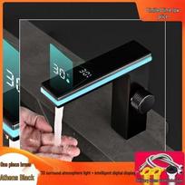 All-Copper Digital Display Basin Faucet with Ambient Lighting for Hot and Cold Water in Bathroom Sink Excludes water inlet hose