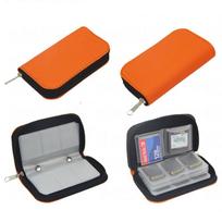 Memory Card Collect Bag SD Card Carrying Case Holder Wallet With 22 Slot CF/SD/SDHC Card Bag For Game Console Camera Memory Card oranžinė