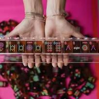 Tortoise Shell Happy Series Hand-Rubbed Mahjong Tiles: American & European Style Happy Series Mahjong pink