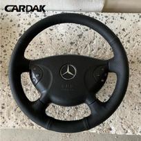 Pilnos juodos odos automobilio vairo apdangalas, skirtas Mercedes benz E-Class W211 G-Class W463 E350 E320 2002 2003 2004 2005 black thread gray