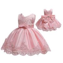 YUBAOBEI Baby Princess Mergaičių suknelė Be rankovių Nėriniai Bow Tutu Vestuvių vakarėliui Krikšto suknelė vaikams 2-6 m. 6T dramblio kaulas