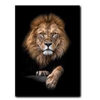 Afrikos liūtas tamsioje sienoje Menas Plakatai ir spaudiniai Gyvūnai Drobės Menas Nuotraukos Natiurmortas Paveikslai Namų dekoras 30x40cm no frame brown